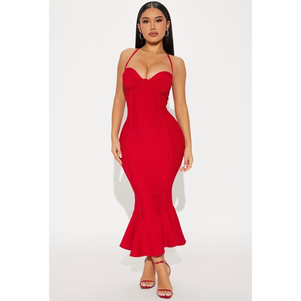 Fashion Nova Red Midi Dress